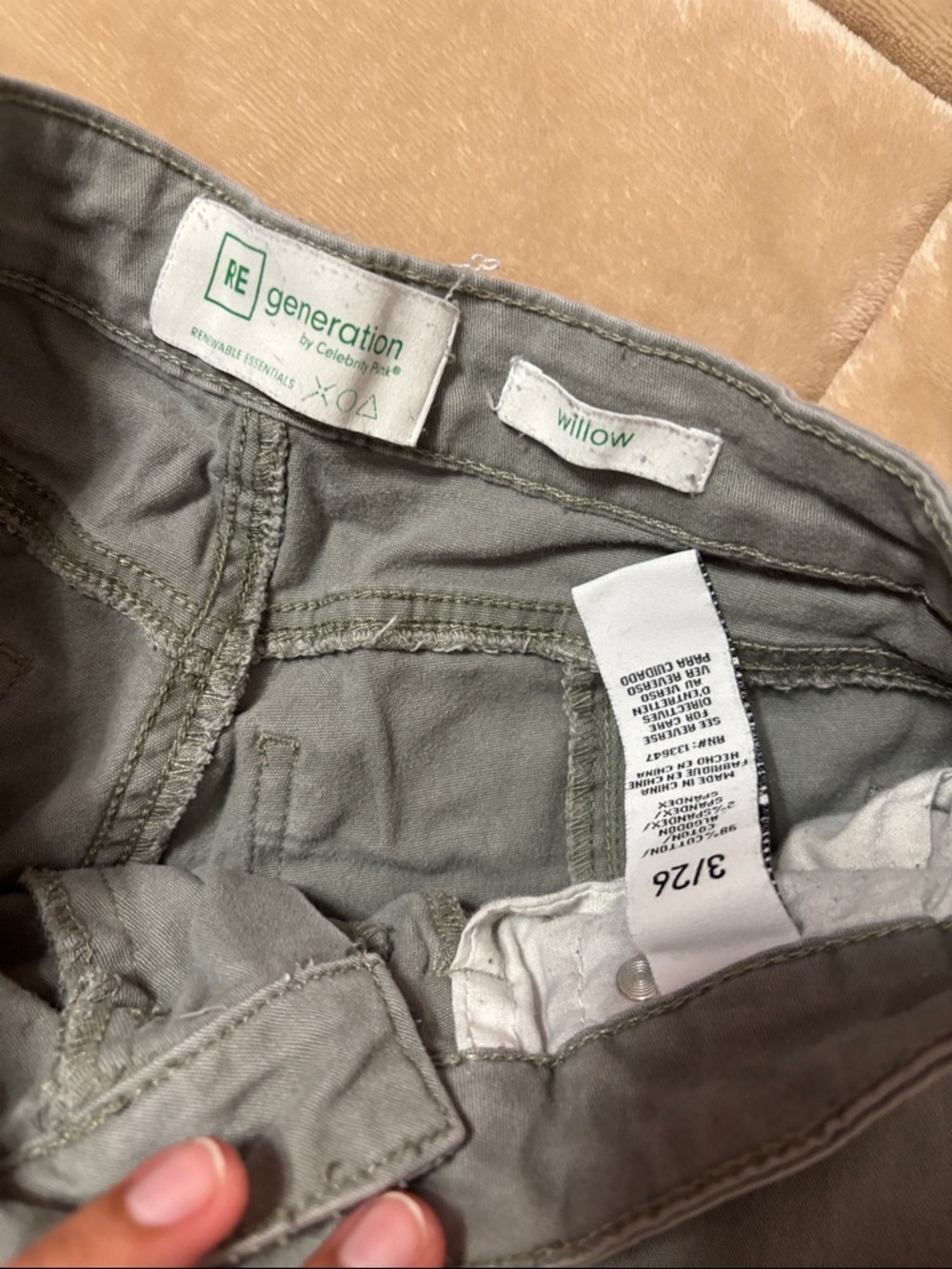 Woman Olive Green Cargo Work Pants - Picture 3 of 4